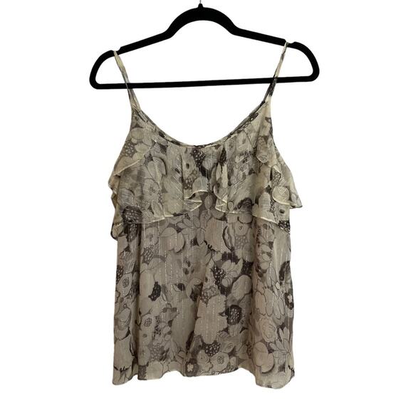 Rebecca Taylor Tops - Rebecca Taylor Floral Silk Metallic Camisole